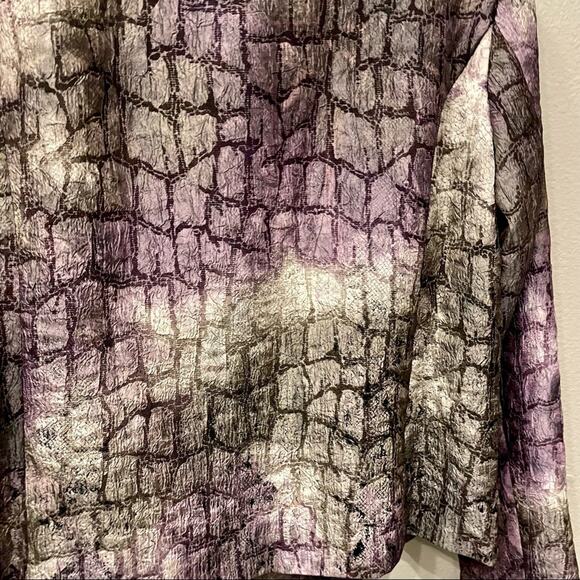 Vintage 90s Erin London Y2K Jacket Snakeskin Pattern Boxy Collared Zip Front Sm - Picture 10 of 12